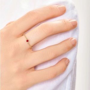 14K Gold Aurate Birthstone Bezel Ring (Ruby), Yellow - 14K / Yellow / size 4